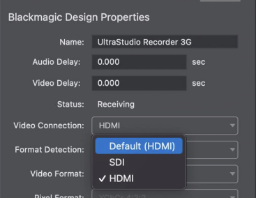 Wirecast 14.2 Blackmagic input selector